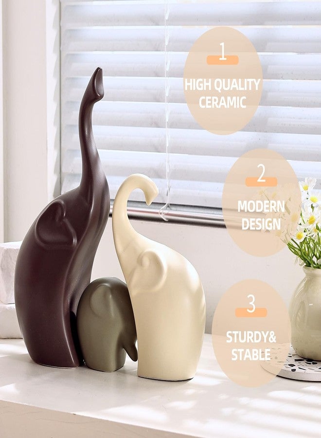 EABOSON Ceramic Modern Art 4 Pcs Elephant Statue Decorations for Home, Office, Living Room, Bedroom - Creative Sculptures Home Decor for Bookshelf, Desk - Collectible Figurines As Gifts for Family - Image 3